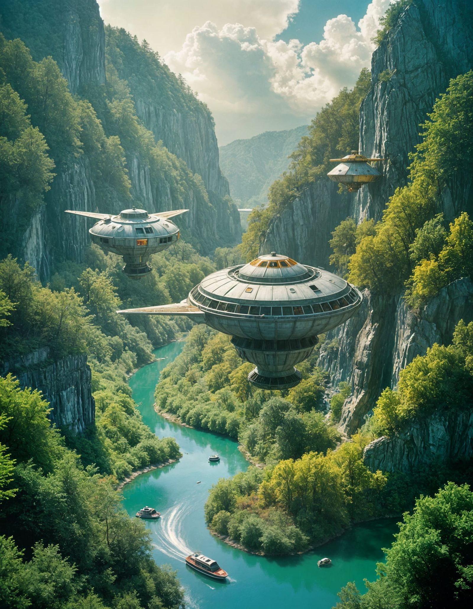 Eerie Minimalist Spaceship Interior in 90's Style