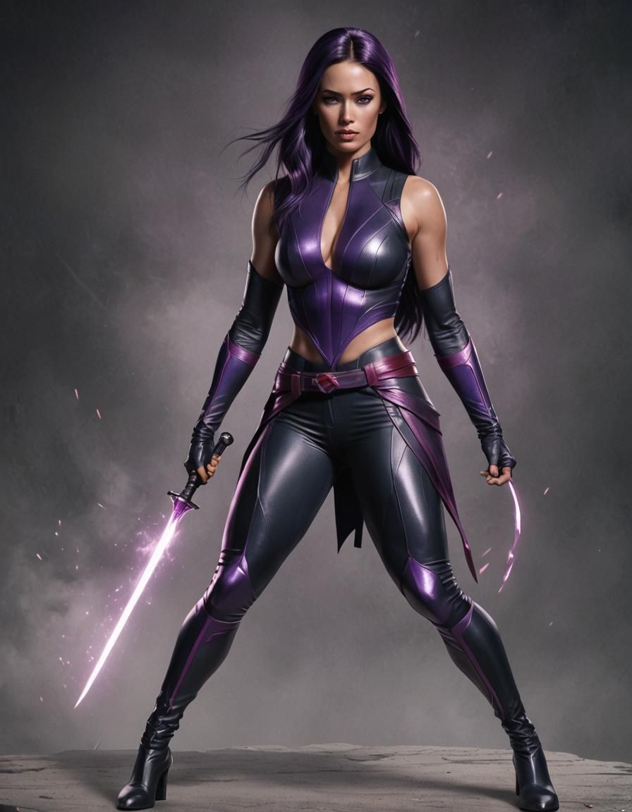Psylocke in Marvel Comics Style Movie Poster