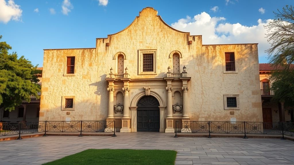 The Alamo in San Antonio, Texas, is an old Spanish Mission b...