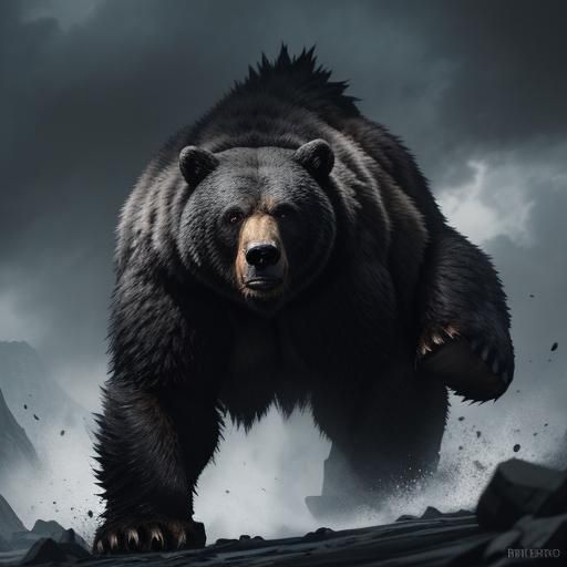 Aggressive Bear-Man Charging Forward, Concept Art