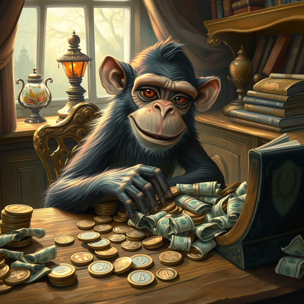 Monkey Money in Vibrant Expressionist Style