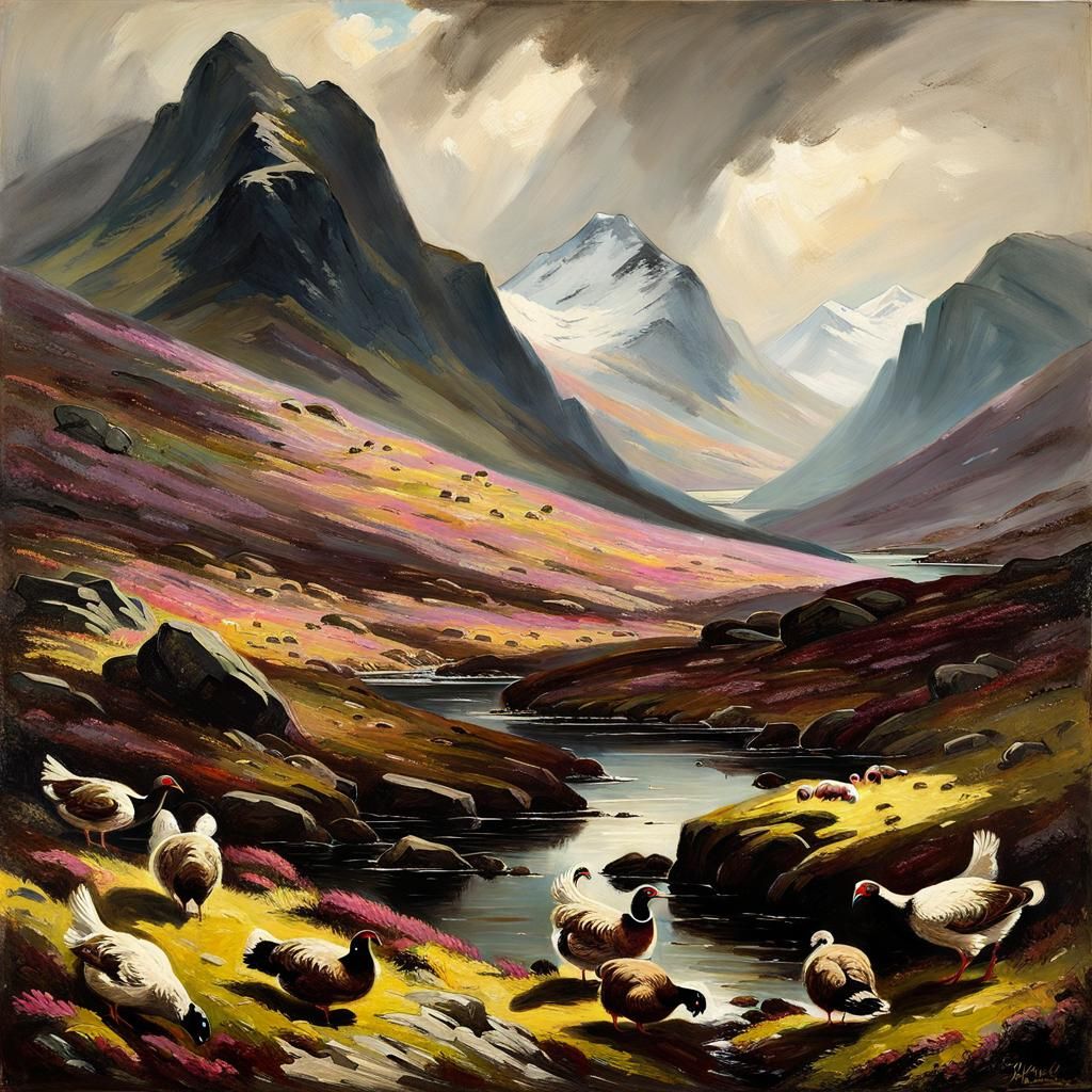 Wild Mossy Mountains Oil Painting in Masterpiece Style