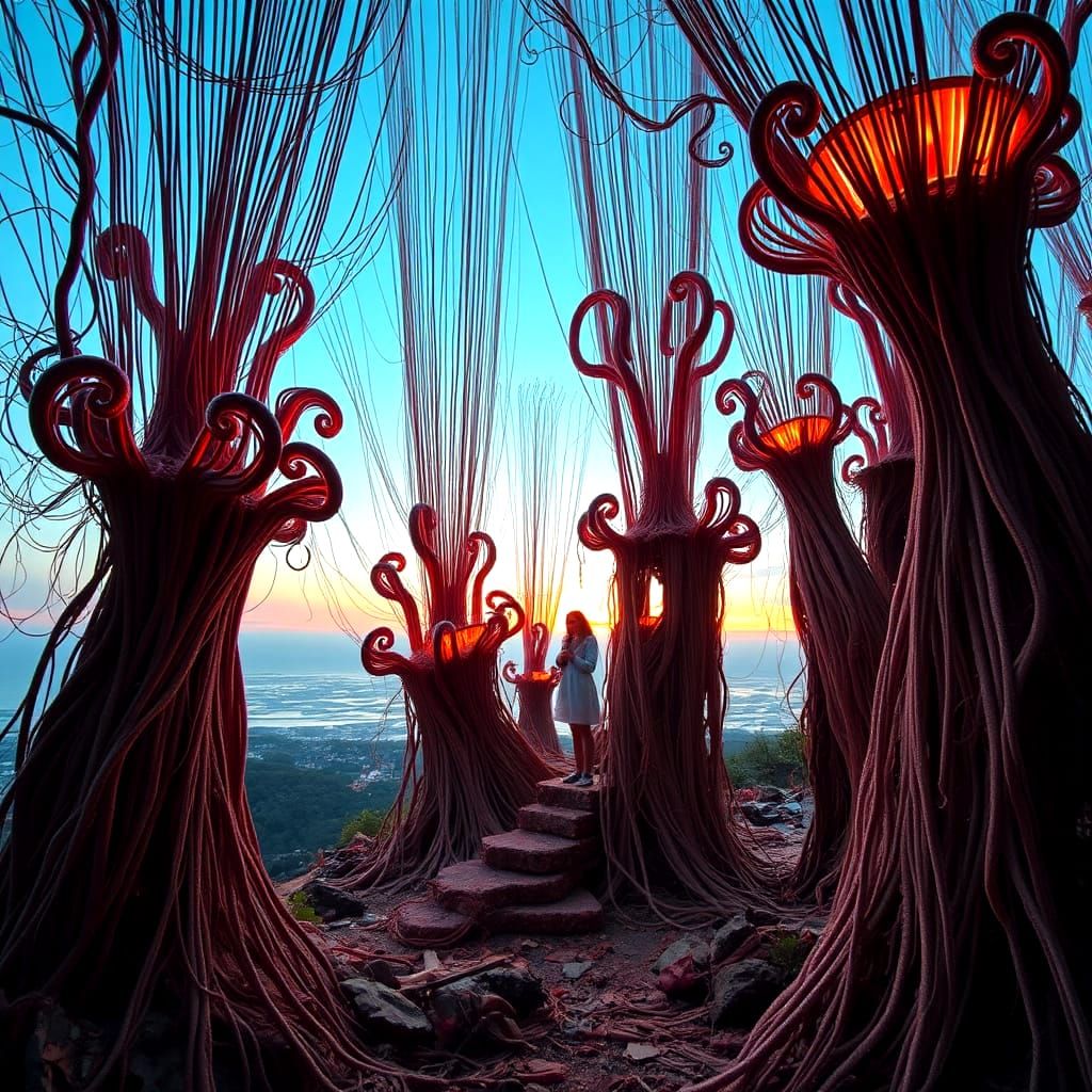 Botanical Architectural Forms in Surreal Dreamscape