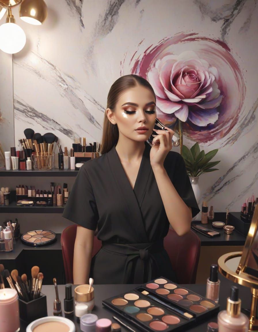 Sephora Makeup Artist in Elegant Beauty Salon