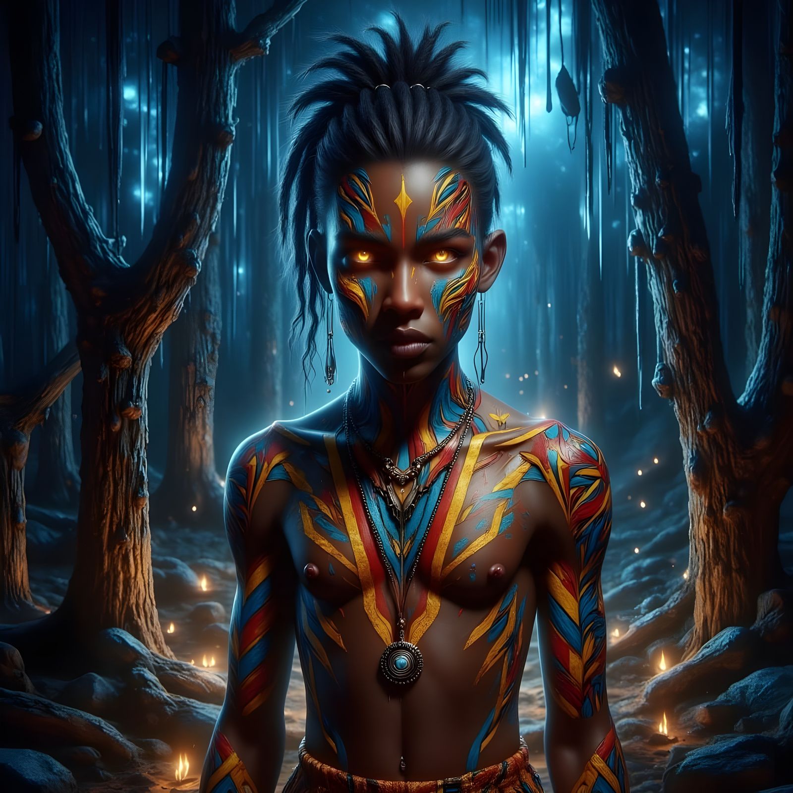 Teenage Spiritual Leader in Traditional Ghanaian Attire