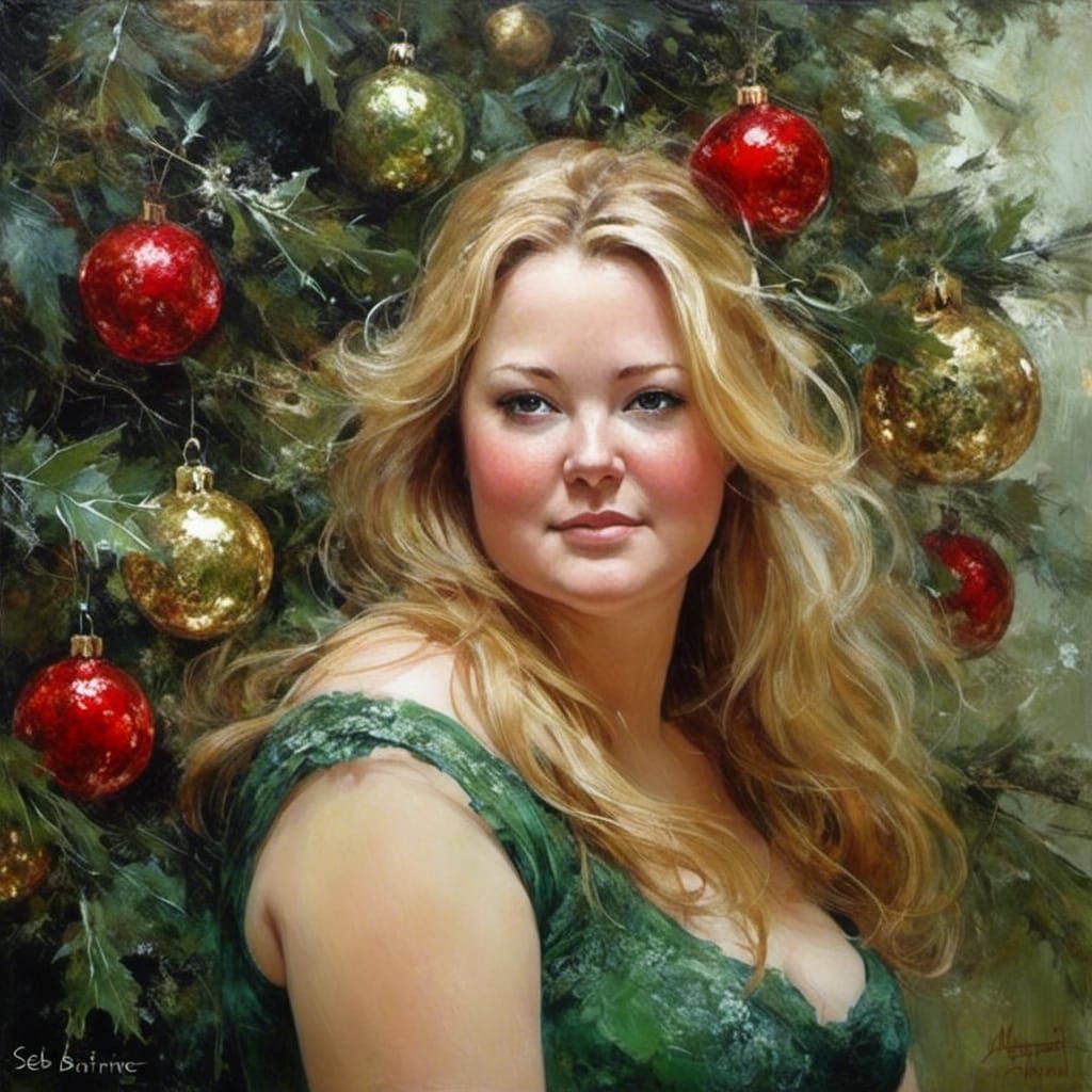 Charming Blonde Christmas Portrait