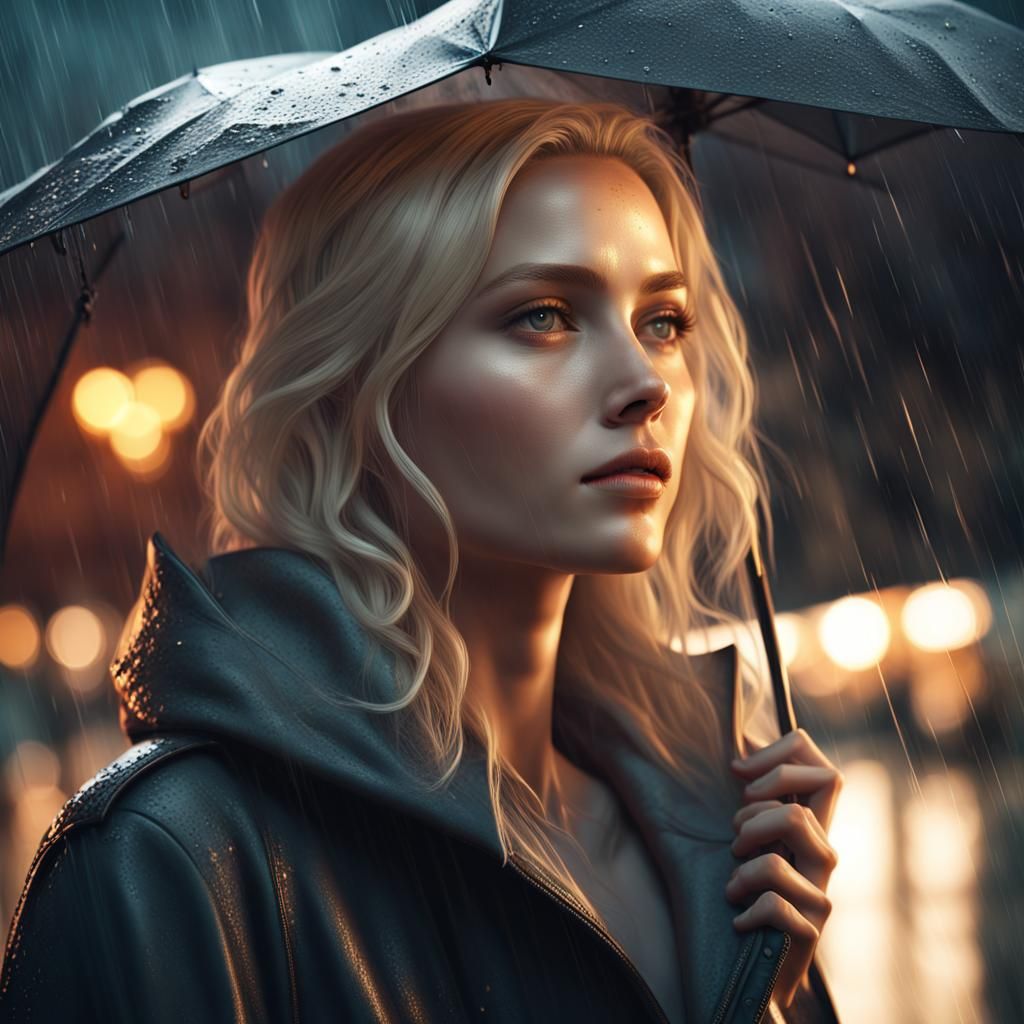 Beautiful Blonde Woman Portrait in Detailed Digital Painting