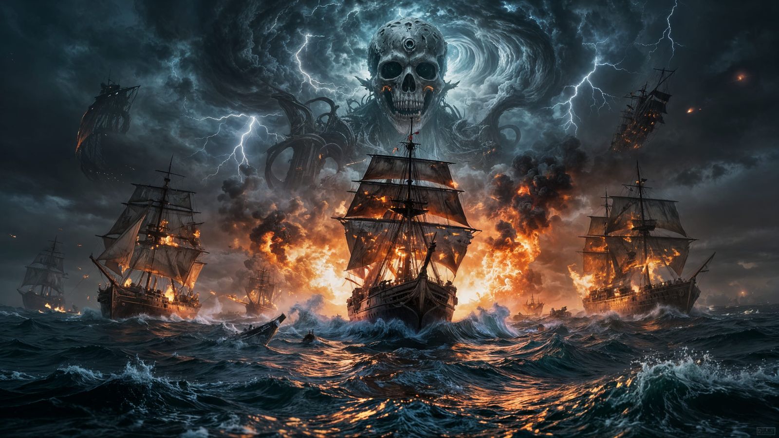 Apocalyptic Armada in Stormy Seas