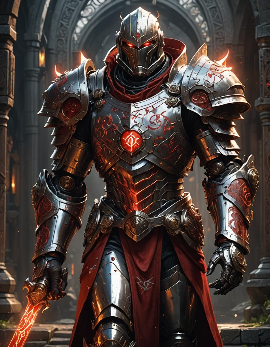 Fantasy Warforged Cleric with Glowing Runes