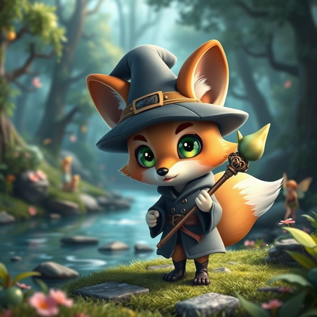 Enchanted Forest Wizard in Chibi Style