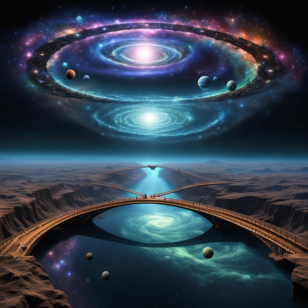 Fractal Bridge Connecting Worlds in Space