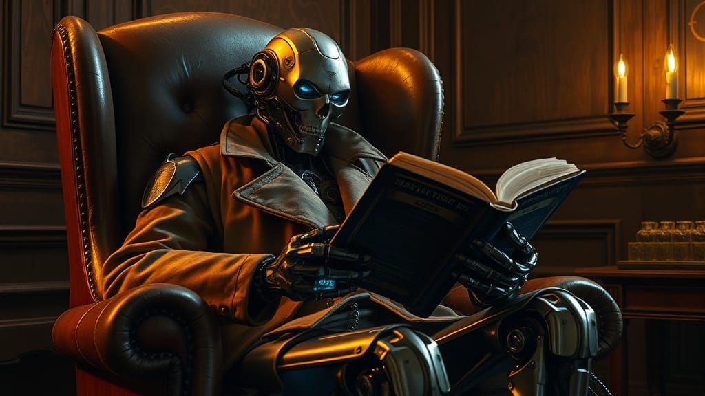 Cyborg in Vintage Study, Lost in Industrial Futurism