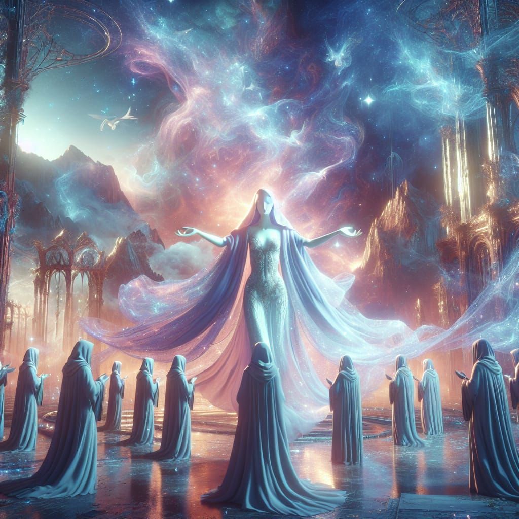 Celestial Woman Welcomes Forgiveness Seekers: Fantasy Matte ...