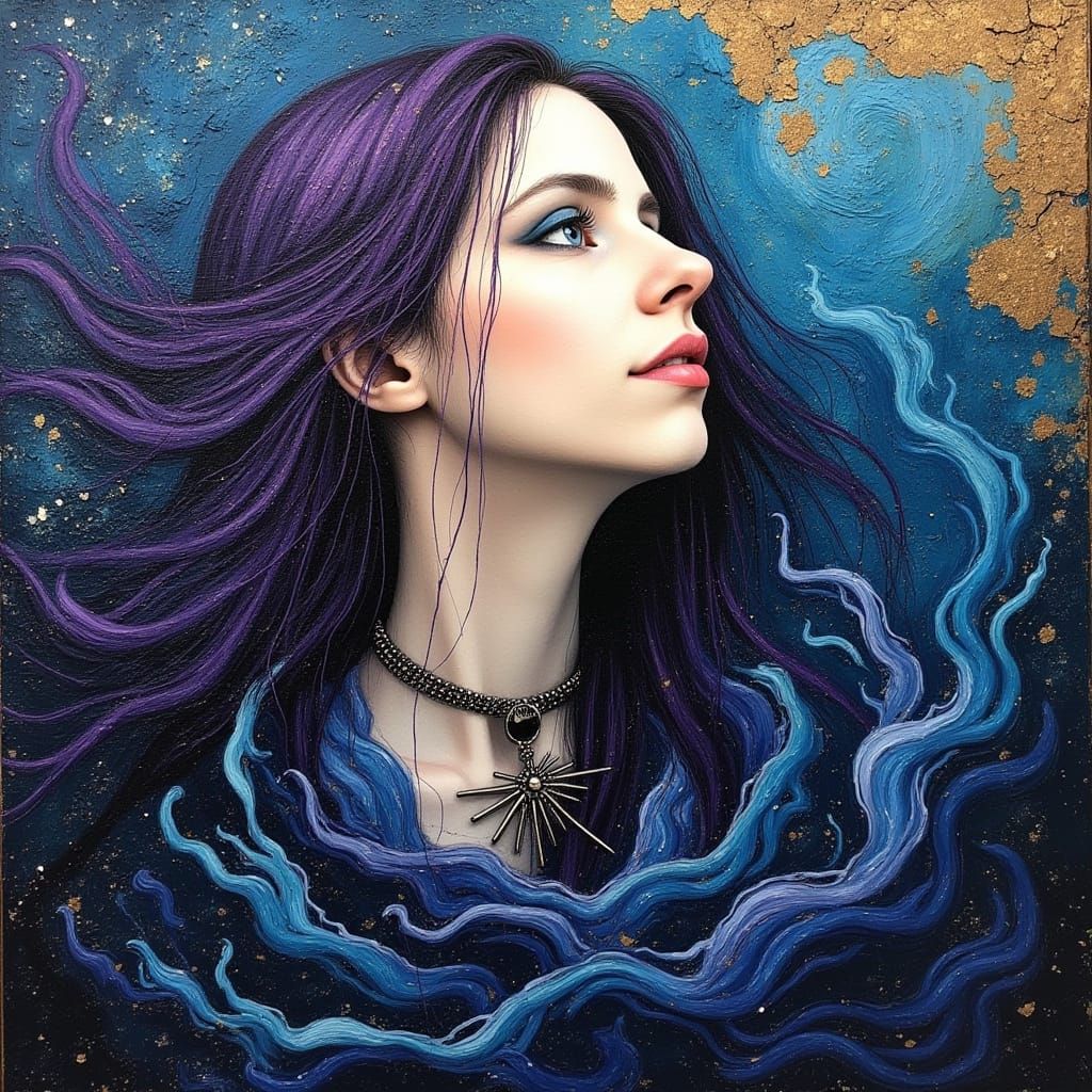 Ancient Oil Portrait of a Mystical Fantasy Goddess