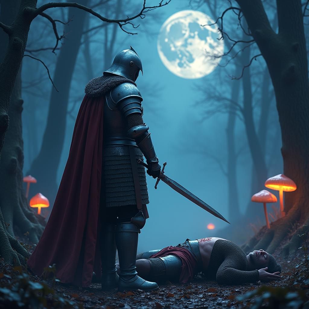 Knight's Betrayal in a Mystical Forest