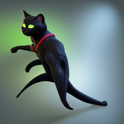 Cat Noir 3D Render in Pixar Style