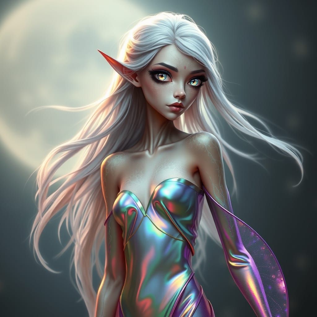 Ethereal Fae with Shifting Skin Patterns and Iridescent Atti...