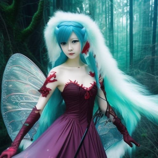 Gothic Fairy with Bloodlust in Anime Style