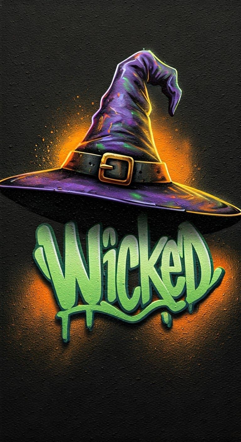 Vibrant Street Art: 'Wicked' Witch Hat Graffiti