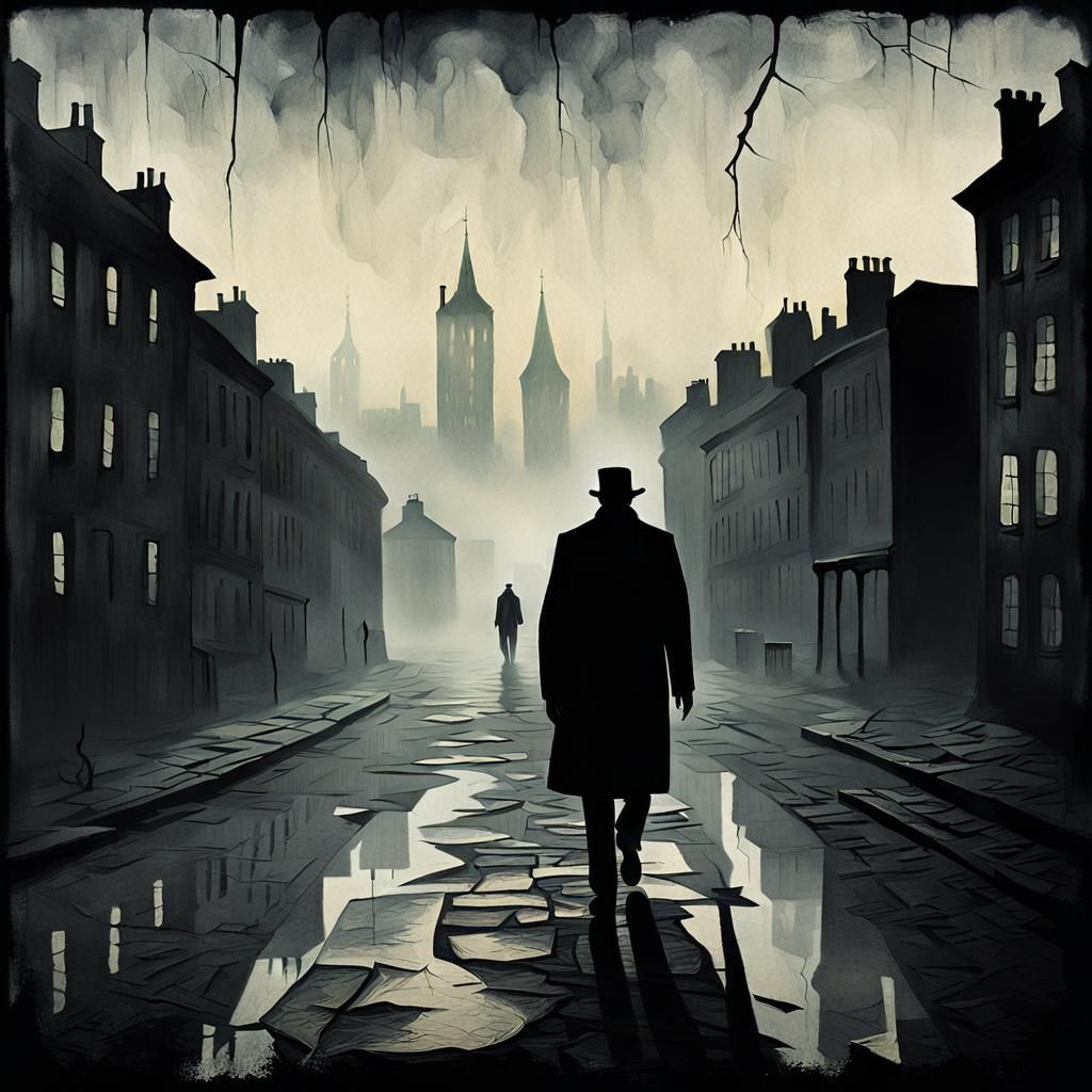 Desolate Cityscape in Expressionist Style