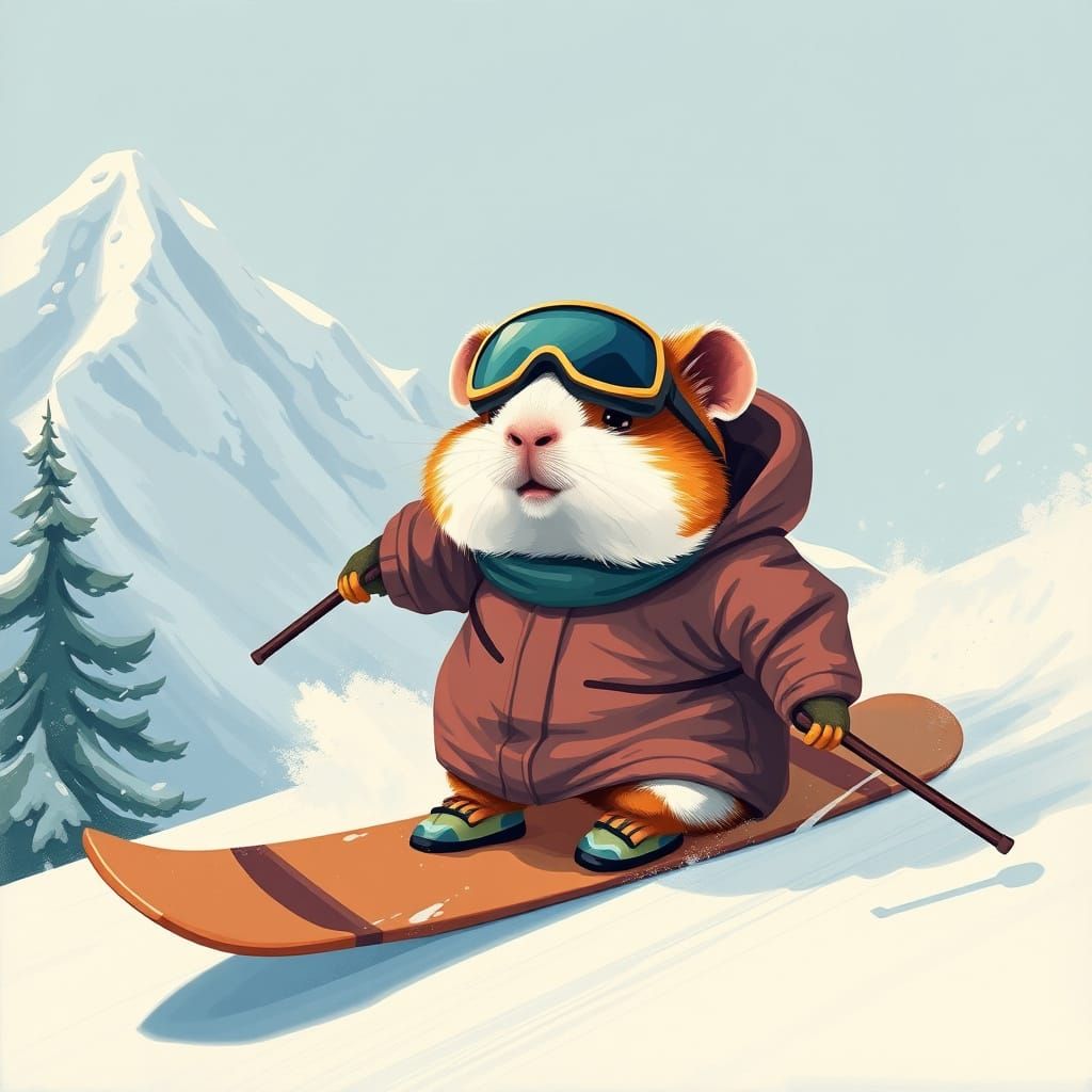 Vibrant Guinea Pig Shreds the Slopes