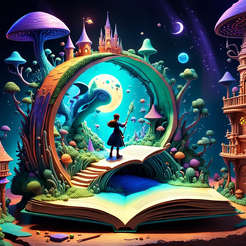 Magical Fantasy Pop-Up Book in 3D Digital Art
