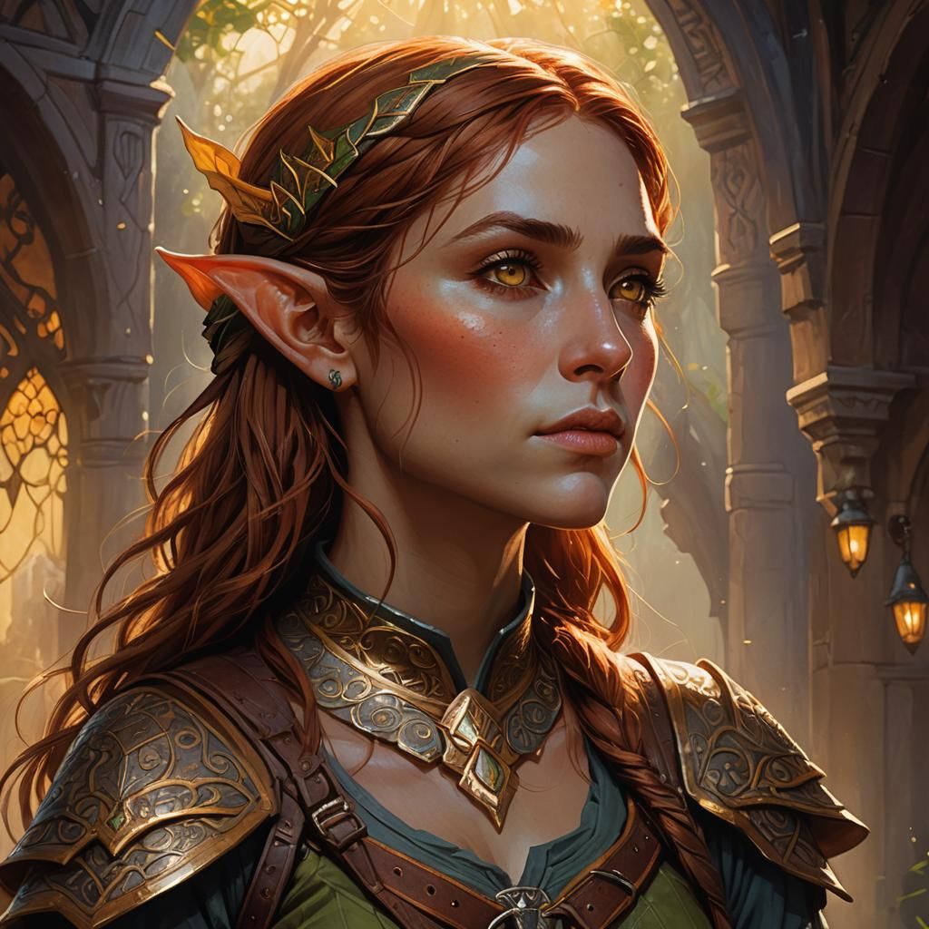 Enigmatic Elf Craftsman Portrait in Fantasy Art Style