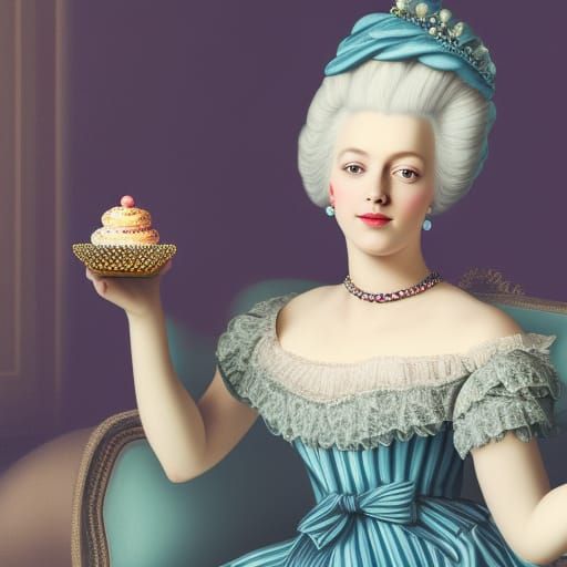 Elegant Queen Marie-Antoinette Portrait in Palace