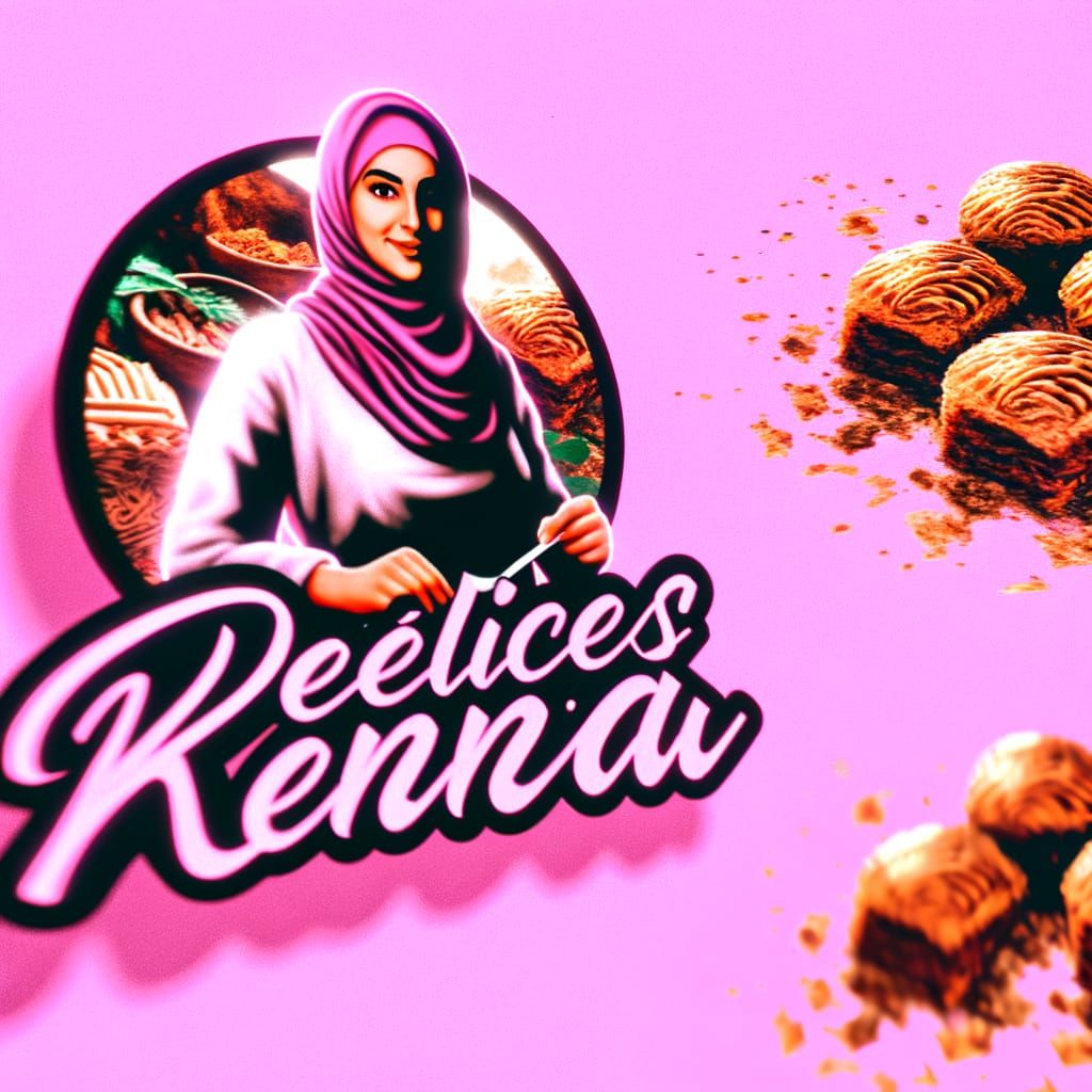 Middle Eastern Woman Chef Logo in Vibrant Pastel Colors