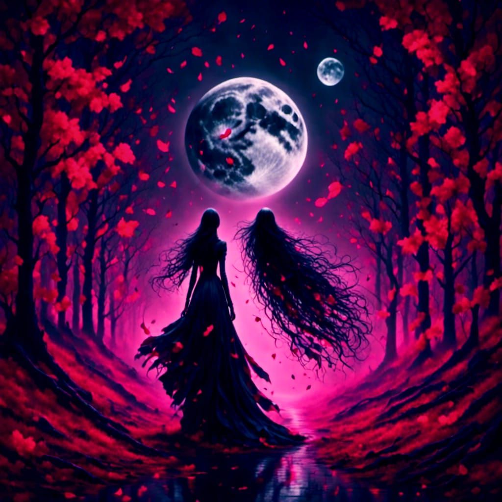 Lonely Ghost in Moonlit Forest