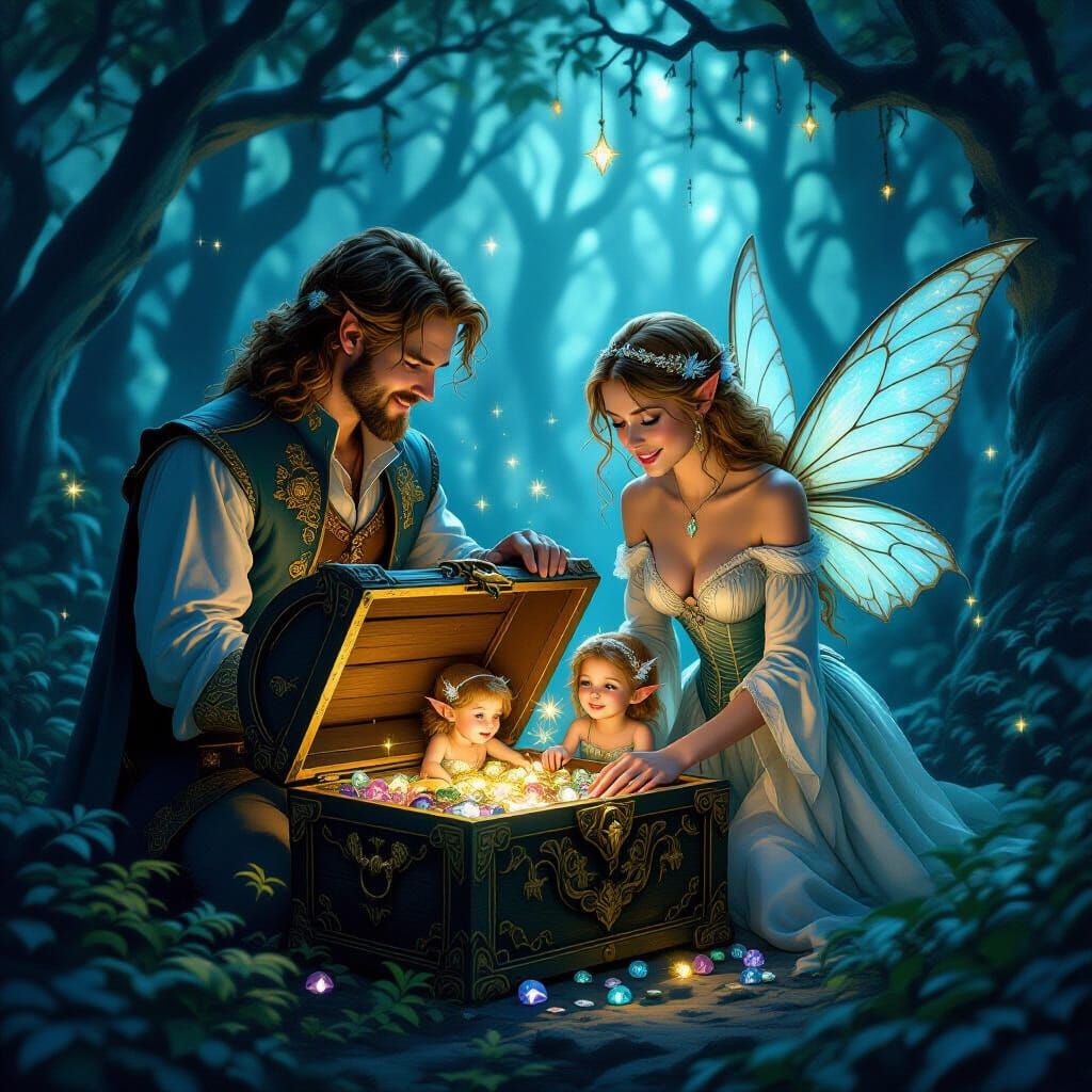 Fairy Couple Discover Family in Treasure Chest