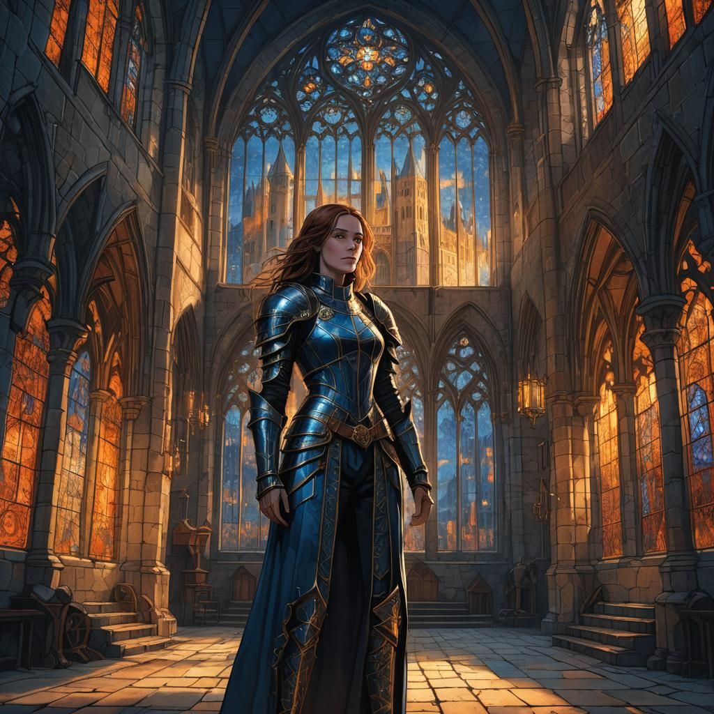 Fantasy Castle Hall with Looming Towers