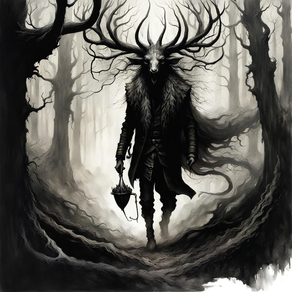 Eldritch Forest in Graphic Design Style