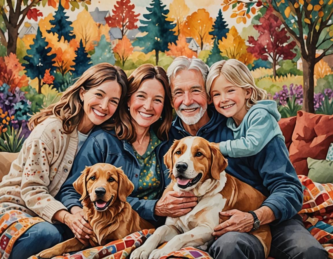 Fabric Art of Interconnected Family Scenes