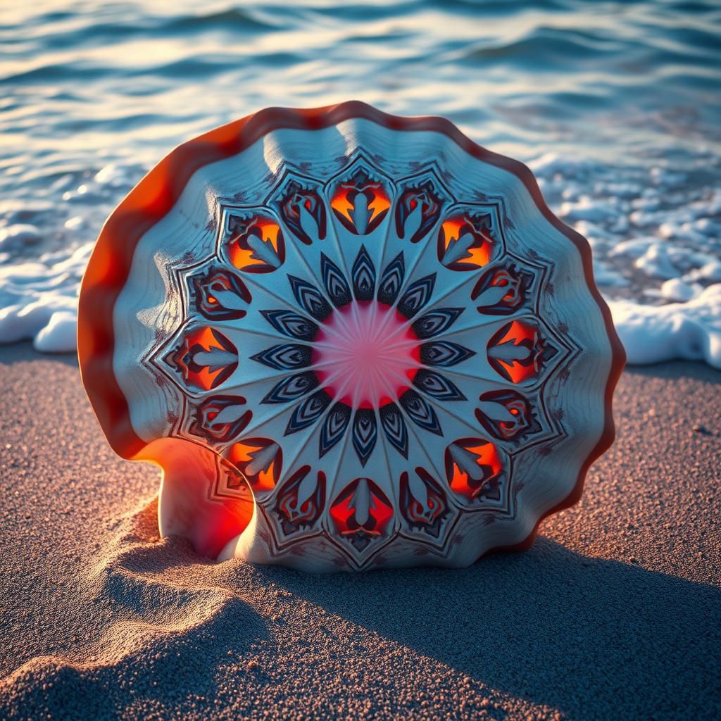 Seashell Mandala in Hyperrealistic Style