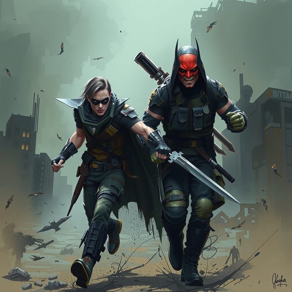 Armored Robin King vs Deathstroke in Post-Apocalyptic Battle