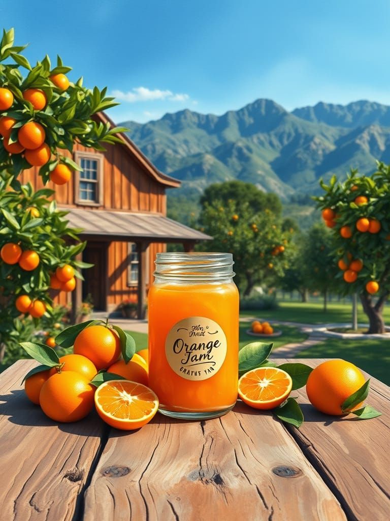 19th-Century Farmhouse Amidst Lush Orange Groves in Soft Wat...