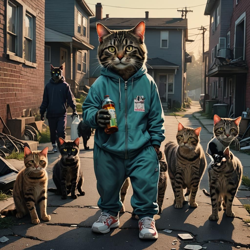 Feline Gang in Australian Suburb, Noir Photography
