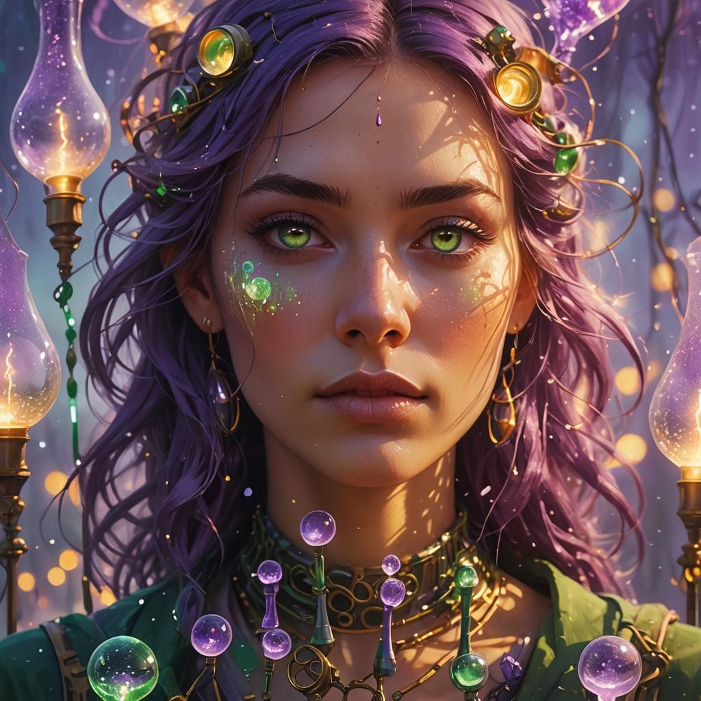 Girl with Hourglasses in Fantasy Art Style