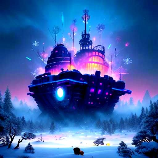 Cute Cat in Snow: Candy Art Illustration