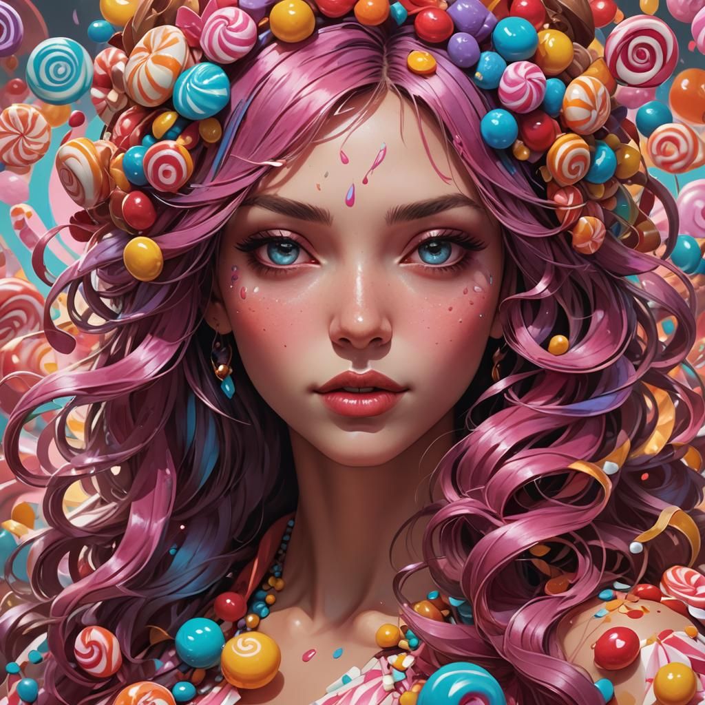 Hyperdetailed Portrait of a Candy Girl