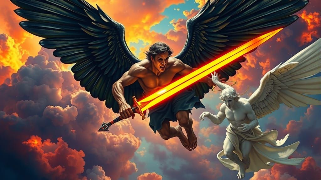 Cyberpunk Angel of Death Battles White Warriors in a Vibrant...