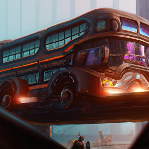 Fantastical Bus in Detailed Matte Painting