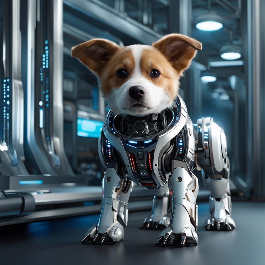 Futuristic Steampunk Robot-Dog with LED Lights