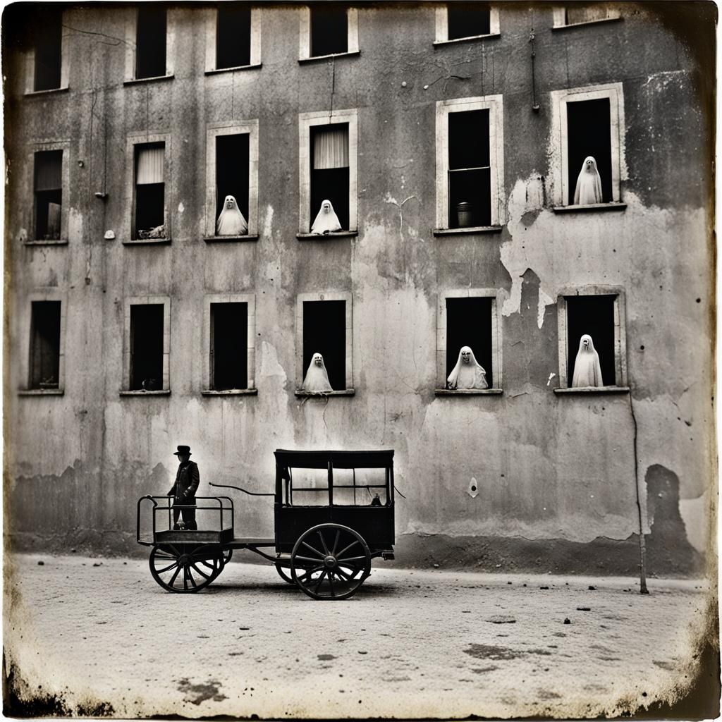 Dystopian Ghost Town: A Surreal Vintage Photograph