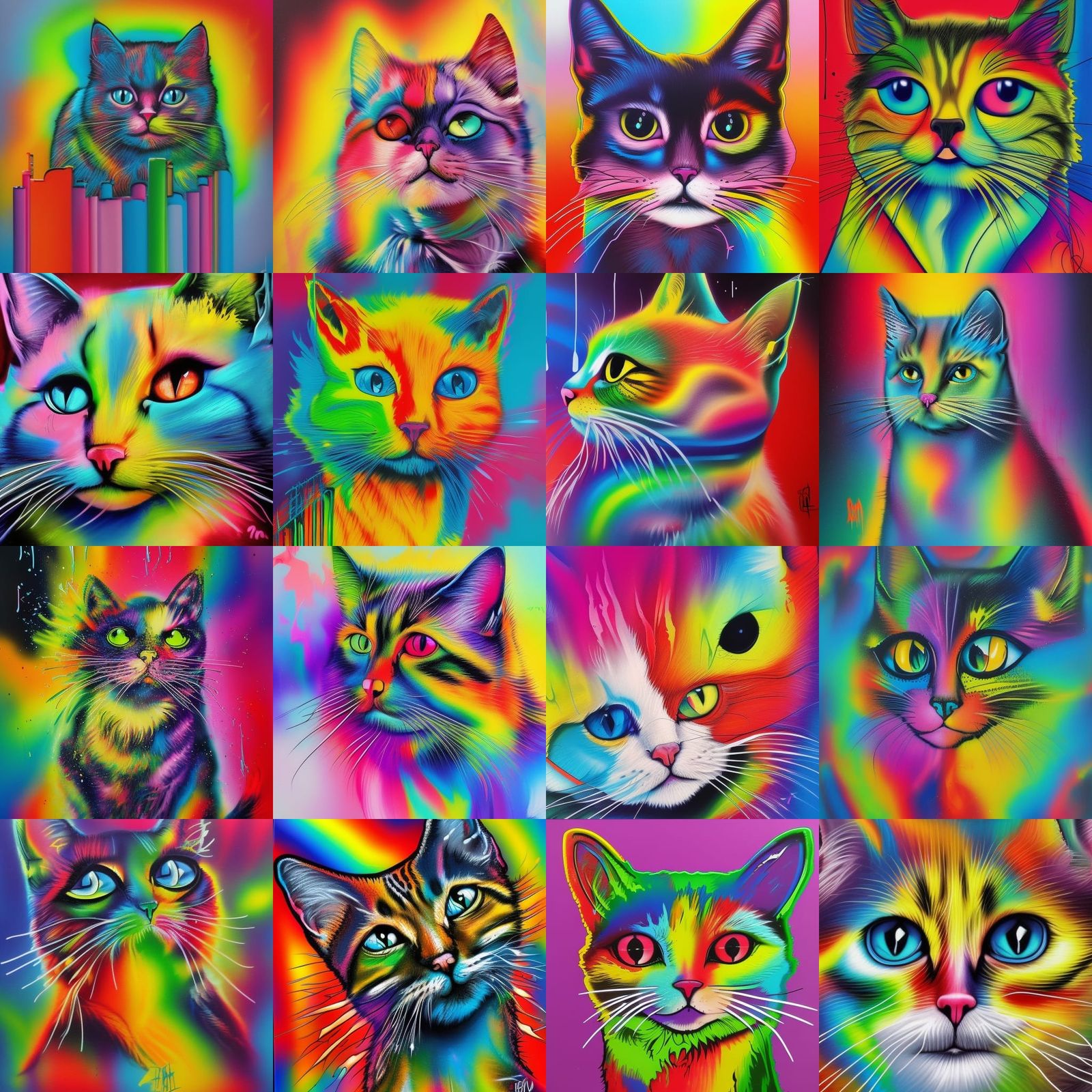 Rainbow Cat Graffiti Art in Splash Style
