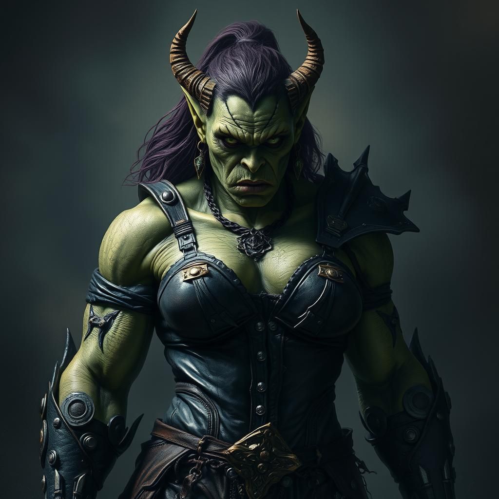 Imposing Orc Female in Dark Fantasy Style