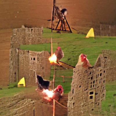 Chicken Trebuchet Siege of Burning City