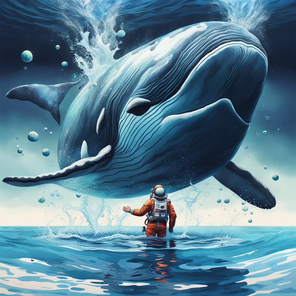 Astronaut's Underwater Yoga Interrupted by Whale