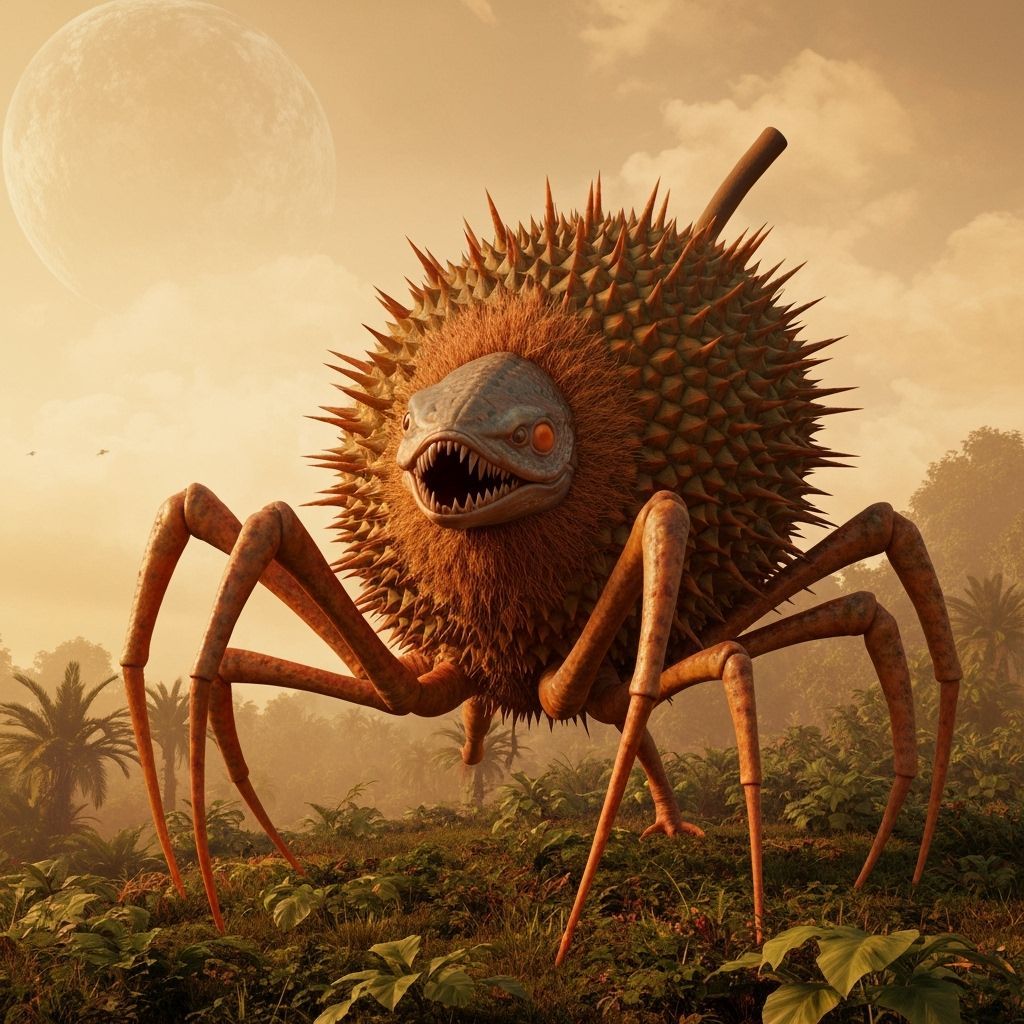 Hybrid Creature with Scales and Spikes as 3D Render